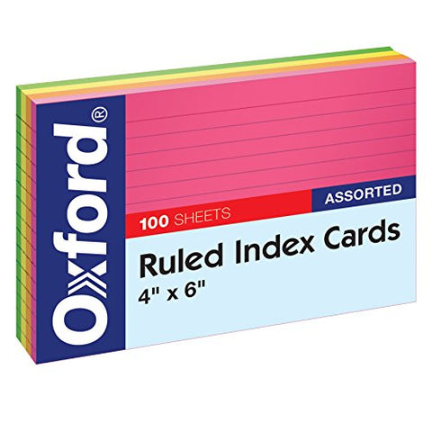 Oxford Neon Index Cards, 4" x 6"