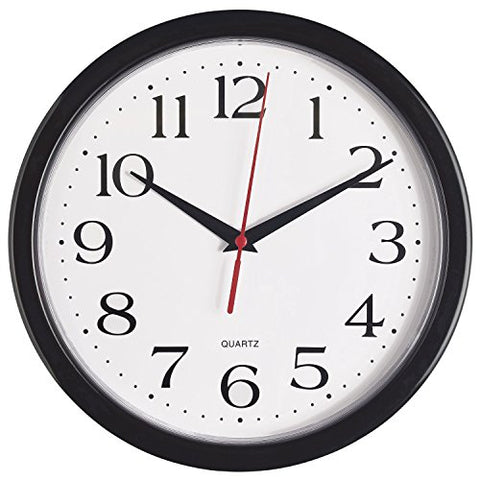 Bernhard Products Black Wall Clock, Silent Non Ticking