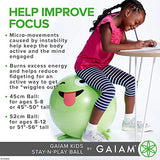 Gaiam Kids Stay-N-Play Children's Balance Ball - Flexible School Chair Active Classroom Desk Alternative Seating | Built-In Stay-Put Soft Stability Legs, Includes Air Pump, 45cm, Pink