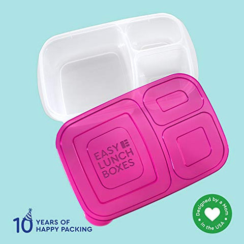 EasyLunchboxes - Bento Snack Boxes - Reusable 4-Compartment Food Containers  for School, Work and Travel, Set of 4, Brights