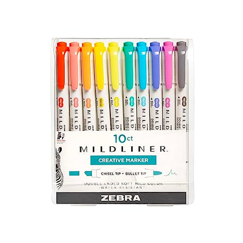 Zebra Pen Mildliner Double Ended Highlighter Set, 10-Pack