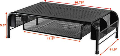 Monitor Stand, Monitor Stand with Drawer Monitor Riser Mesh Metal