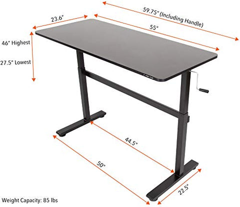 Stand Steady Tranzendesk Power | 55 inch Electric Standing Desk with Built-in Charging | Height Adjustable Stand Up Desk with Clamp on Shelf | Electro