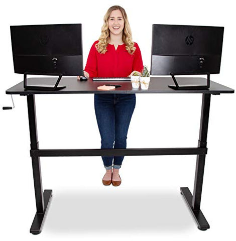 Stand Steady Tranzendesk Power | 55 inch Electric Standing Desk with Built-in Charging | Height Adjustable Stand Up Desk with Clamp on Shelf | Electro