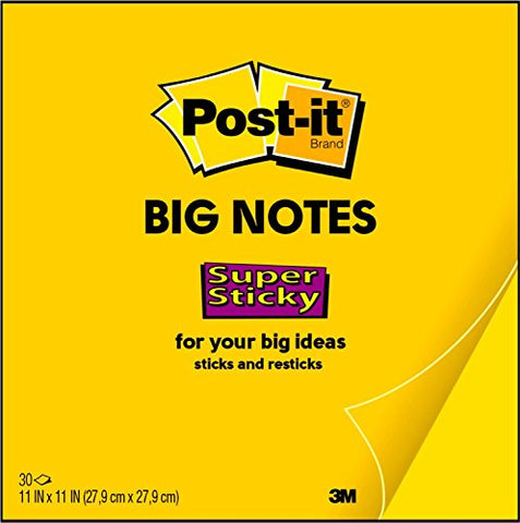  Post-it Super Sticky Big Notes, 11 in x 11 in, 1 Pad, 2X The  Sticking Power, Neon Green (BN11G) : Office Products