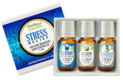 Stress Relief Blend Set 100% Pure, Best Therapeutic Grade Essential Oil Kit - 3/10mL (Calm Body/Calm Mind, Relaxation, and Stress Relief)