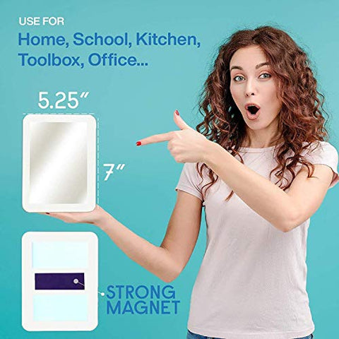 Tools for School Magnetic Locker Mirror with Elastic Mesh Pocket
