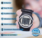 Vibrating 8-Alarm & Repeating Countdown Timer Watch
