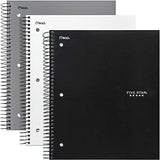 Five Star Rich Spiral 1 Subject Notebooks ,College Ruled with Moveable Tabbed Dividers