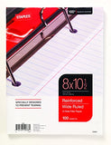 Staples Reinforced Filler Paper, Wide Ruled, 8" x 10 1/2"