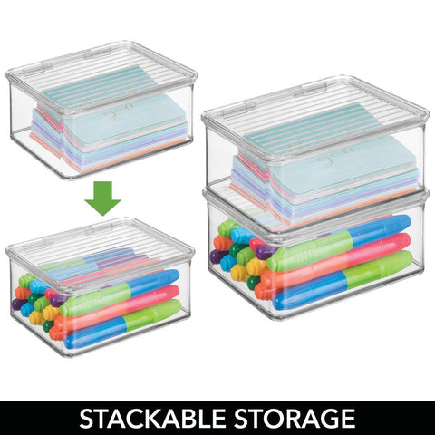 mDesign Small Mini Plastic Stackable Organizer Box