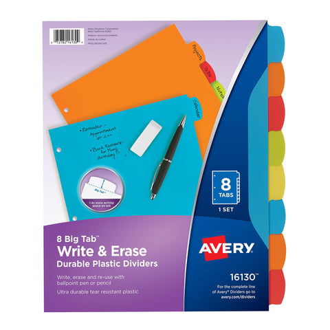 Avery Big Tab Write & Erase Durable Plastic Dividers,